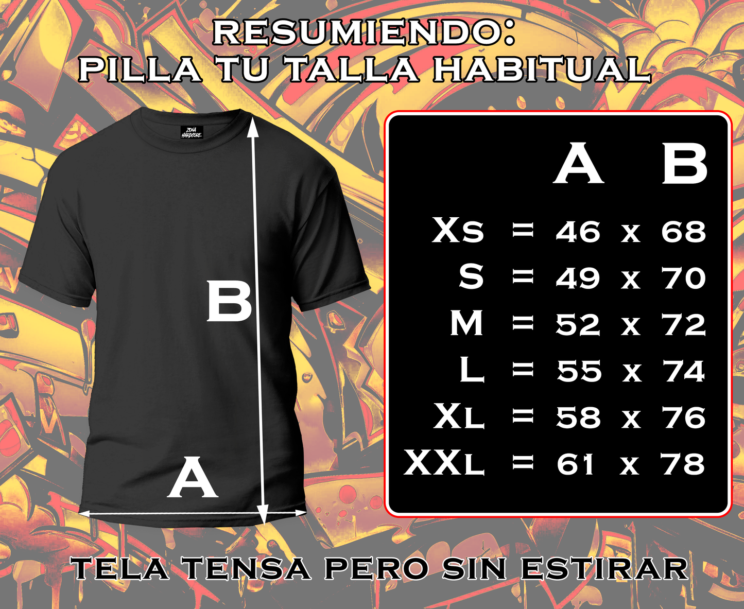 Tallaje camiseta Hardcore - Zona Hardcore