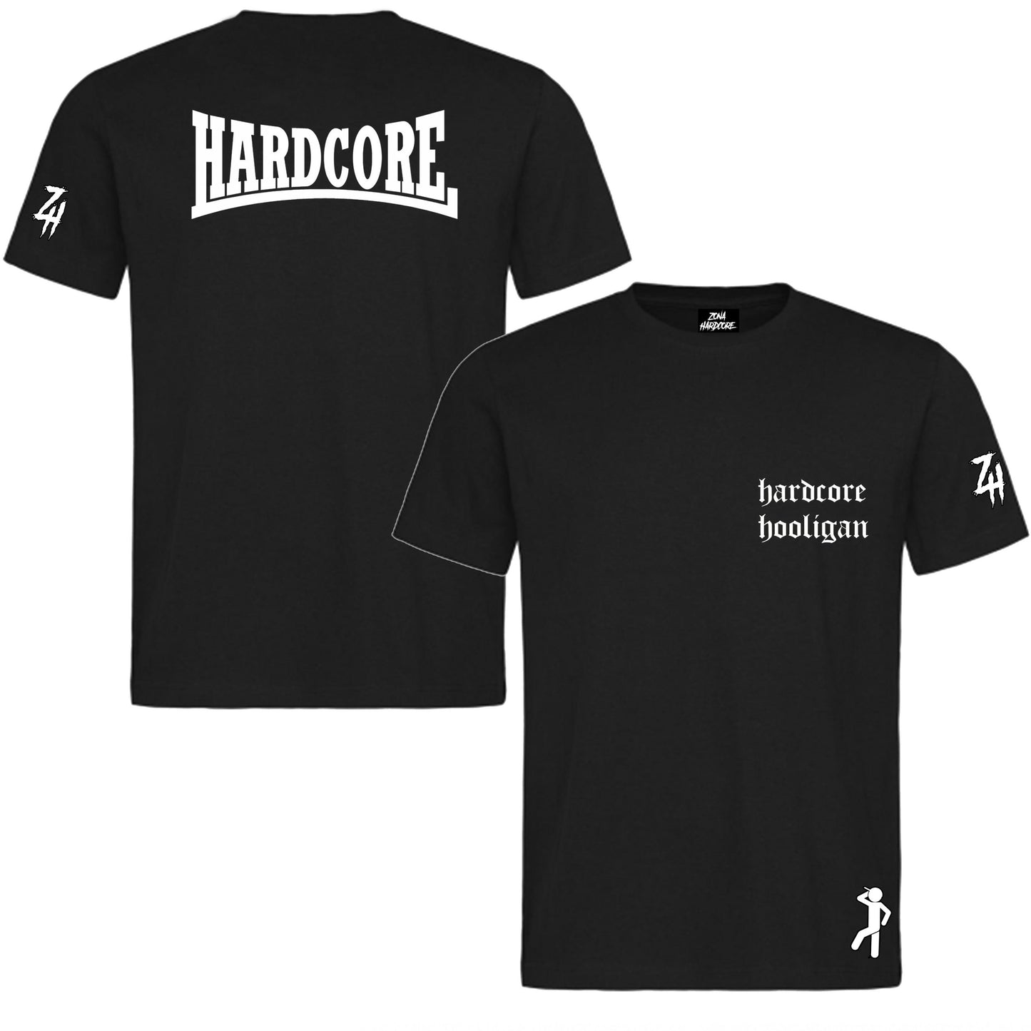 Camiseta Hardcore hooligan negra diseño blanco - Zona Hardcore