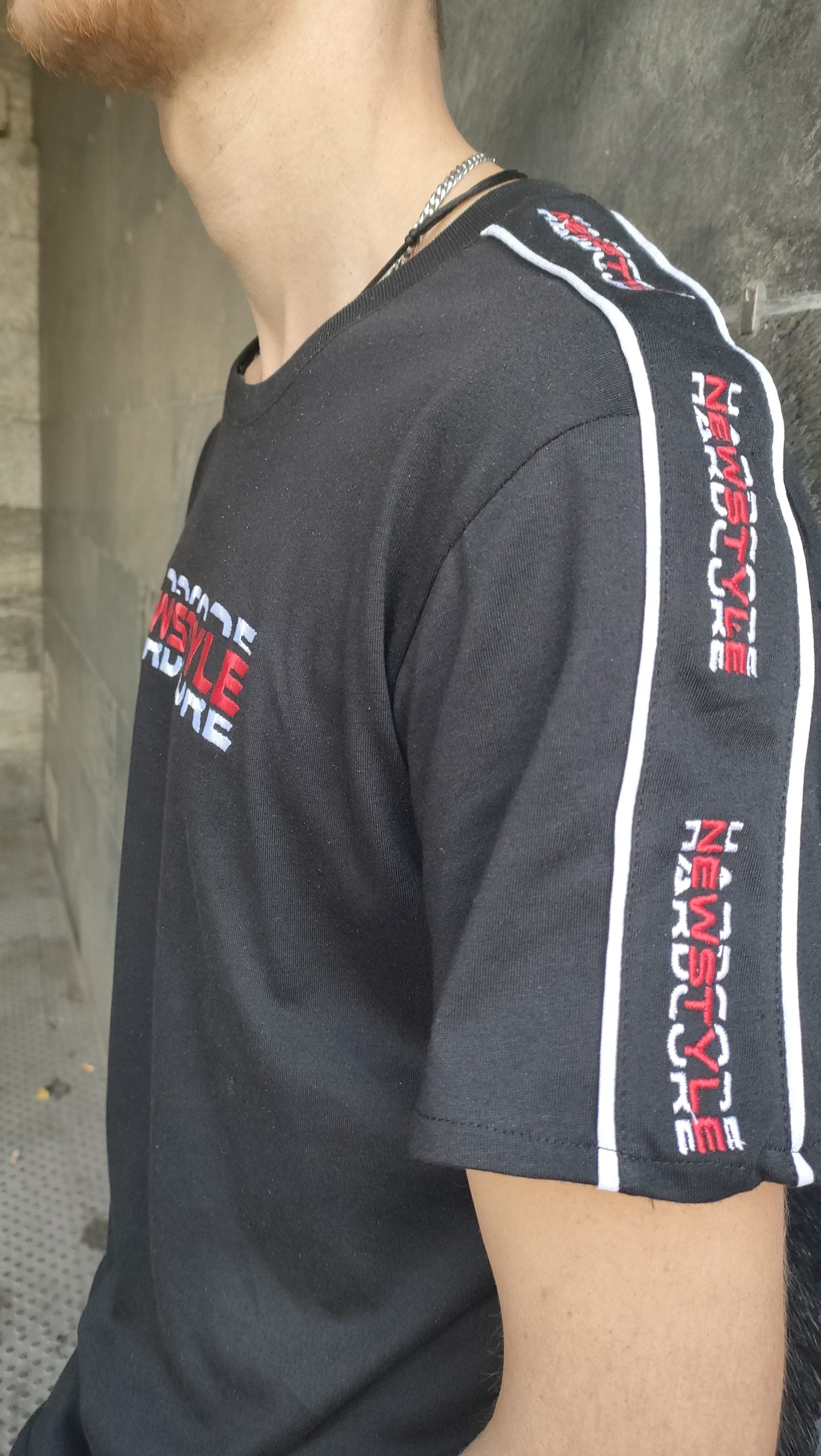 Fully embroidered black Newstyle t-shirt