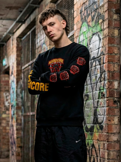 modelo sudadera hardcore millennium negra logos oldschool - zona hardcore